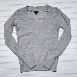 Express Women's Gray & Metallic Silver Striped Sweater Size XS